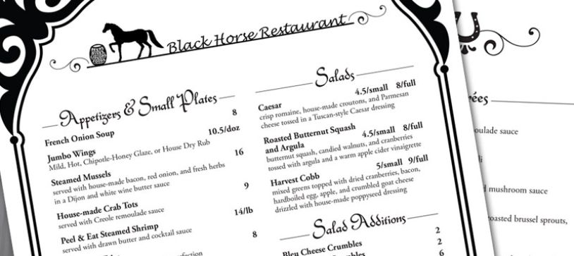 Black Horse Restaurant Menu